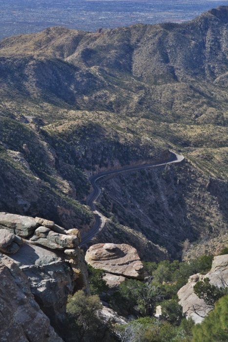 View of the road below taken at Windy Point